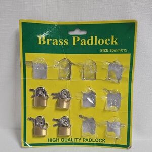 NEW! 4 Brass Padlocks with Keys Mini Luggage Locks 1¼" Unused Travel Safe Secure